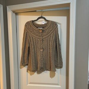 Fun but warm for practicality. Tan Button-Up Cardigan L C50